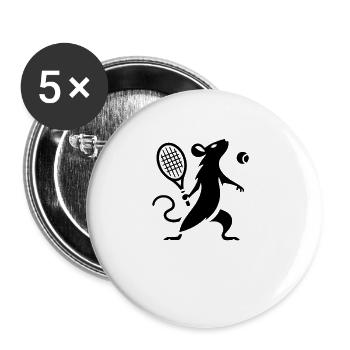 Minimalistische Maus Ratte Tennisspieler Silhouett - Buttons groß 56 mm (5er Pack) - Weiß - Vorne