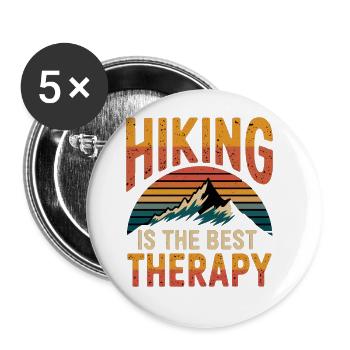 Hiking Is The Best Therapy 13 - Buttons groß 56 mm (5er Pack) - Weiß - Vorne
