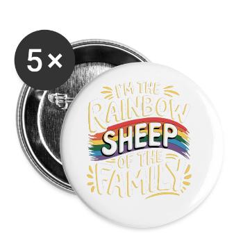 I'm The Rainbow Sheep Of The Family 12 - Buttons groß 56 mm (5er Pack) - Weiß - Vorne
