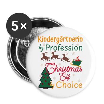 Kindergarten Teacher Christmas Xmas Elf Kindergarten - Buttons large 2.2''/56 mm (5-pack) - white - Front