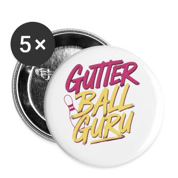 Gutter Ball Guru 13 - Buttons groß 56 mm (5er Pack) - Weiß - Vorne