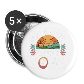 I'm Nicer After Yoga 14 - Buttons groß 56 mm (5er Pack) - Weiß - Vorne
