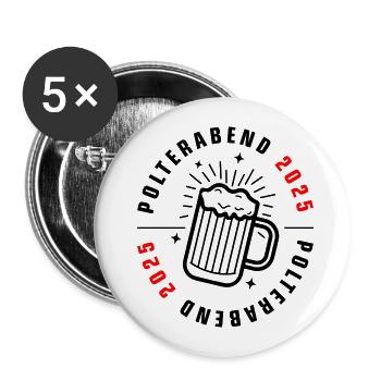 Polterabend 2025 - Buttons groß 56 mm (5er Pack) - Weiß - Vorne