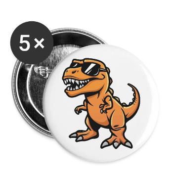 Dinosaur T-Rex Cool Comic - Buttons large 2.2''/56 mm (5-pack) - white - Front