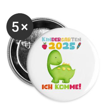kiKindergarten 2025 Kids Gift Kita 2025 Décoration - Lot de 5 grands badges (56 mm) - blanc - Devant