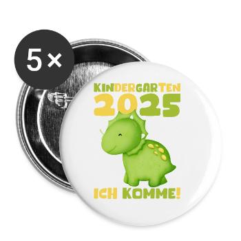 kiKindergarten 2025 Kids Gift Kita 2025 Décoration - Lot de 5 grands badges (56 mm) - blanc - Devant