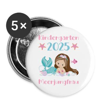 kiKindergarten 2025 Mädchen Geschenk Kita 2025 Dek - Buttons groß 56 mm (5er Pack) - Weiß - Vorne