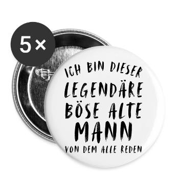 Ich bin dieser böse alte Mann von dem alle reden - Buttons groß 56 mm (5er Pack) - Weiß - Vorne