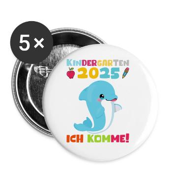 Kindergarten 2025 Kids Gift Kita 2025 Decoration - Buttons large 2.2''/56 mm (5-pack) - white - Front