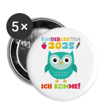 Kita de cadeaux pour enfants de la maternelle 2025 Décoration 2025 - Lot de 5 grands badges (56 mm) - blanc - Devant