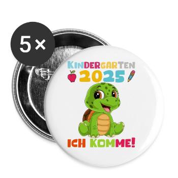 Jardin d’enfants 2025 Cadeau Kita 2025 Décoration - Lot de 5 grands badges (56 mm) - blanc - Devant