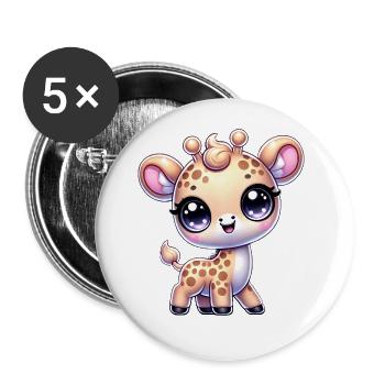 Super Cute Kawaii Baby Giraffe - Buttons groß 56 mm (5er Pack) - Weiß - Vorne