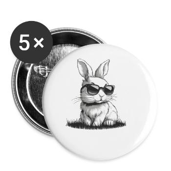 Cool Lapin de Pâques Lapin Cadeau de Joyeuses Pâques - Lot de 5 grands badges (56 mm) - blanc - Devant