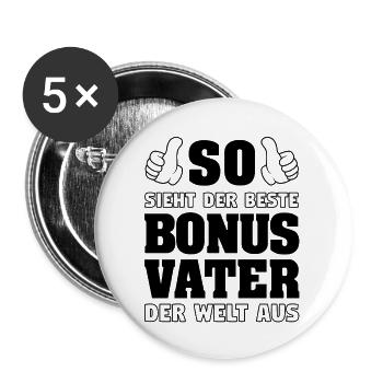 Bonus Vater Vatertag Stiefvater Stiefpapa Geschenk - Buttons groß 56 mm (5er Pack) - Weiß - Vorne