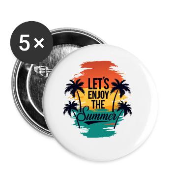 Lets Enjoy the Summer with Palm Trees - Buttons groß 56 mm (5er Pack) - Weiß - Vorne