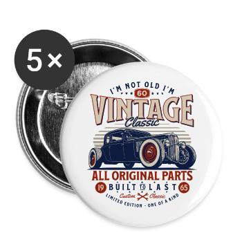 1965 Vintage Geburtstag Retro Auto Geschenk - Buttons groß 56 mm (5er Pack) - Weiß - Vorne