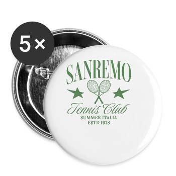 Sanremo Tennis Club Retro Italy Summer retro rich - Buttons groß 56 mm (5er Pack) - Weiß - Vorne