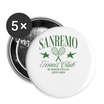 Sanremo Tennis Club Retro Italy Summer retro rich - Buttons groß 56 mm (5er Pack) - Weiß - Vorne