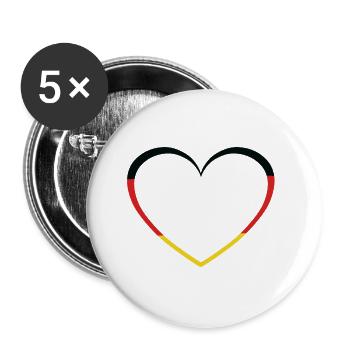 Deutsch Deutschland Herz Herzen Länder Land - Buttons groß 56 mm (5er Pack) - Weiß - Vorne