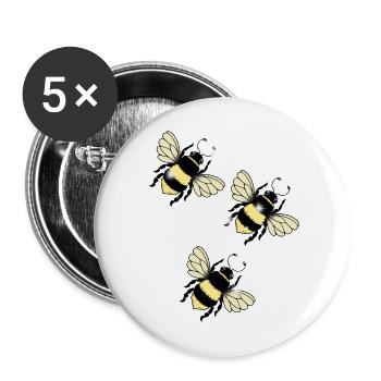 Bienen Insekten Biene - Buttons groß 56 mm (5er Pack) - Weiß - Vorne