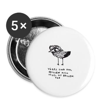 Vögel sind cool - Buttons groß 56 mm (5er Pack) - Weiß - Vorne