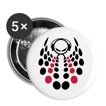 DJ - Lot de 5 grands badges (56 mm) - blanc - Devant