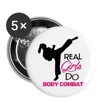 Girls Body Combat - Lot de 5 grands badges (56 mm) - blanc - Devant
