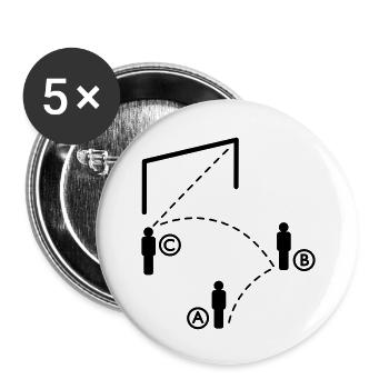 Fussball ABC - Buttons groß 56 mm (5er Pack) - Weiß - Vorne