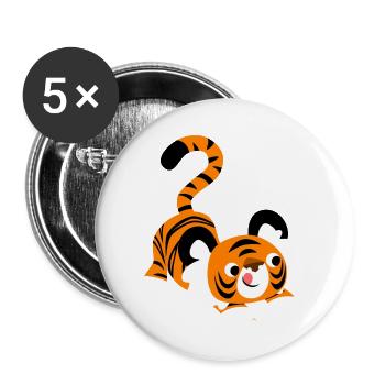 Un tigre cartoon mignon prêt à bondir! par - Lot de 5 grands badges (56 mm) - blanc - Devant