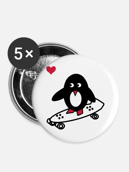 SKATERPENGUIN - Buttons large 2.2''/56 mm (5-pack) - white