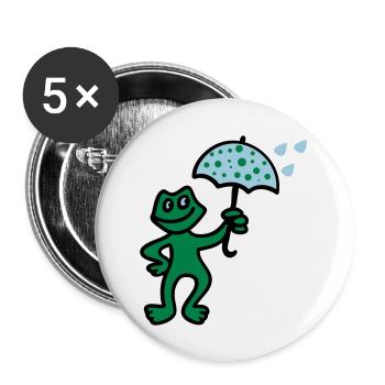 Wetterfrosch - Regen - Buttons groß 56 mm (5er Pack) - Weiß - Vorne
