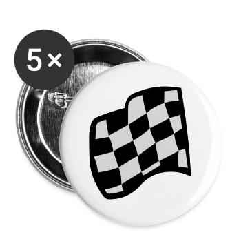 Zielflagge, Racing - Buttons groß 56 mm (5er Pack) - Weiß - Vorne