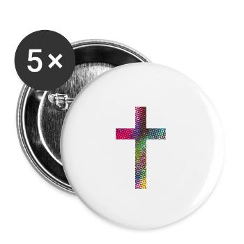Kreuz - Buttons groß 56 mm (5er Pack) - Weiß - Vorne