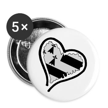 Coeur de Breizh - Lot de 5 grands badges (56 mm) - blanc - Devant