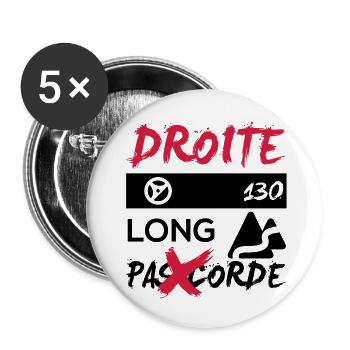 Droite 130 long - Lot de 5 grands badges (56 mm) - blanc - Devant