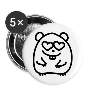 amant de hamster - Line - Lot de 5 grands badges (56 mm) - blanc - Devant