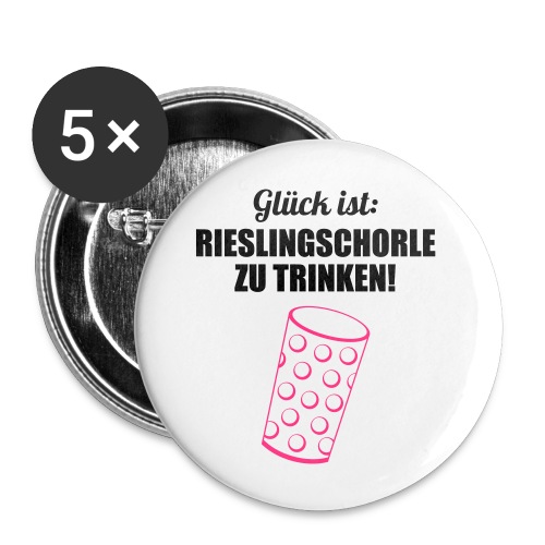 Glück trinken - Dubbeglas - Buttons groß 56 mm (5er Pack)