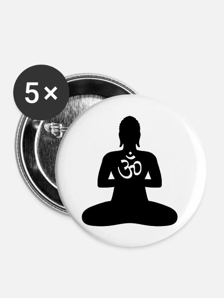 BUDDHA 1b OM / AUM - Buttons groß 56 mm (5er Pack) - Weiß