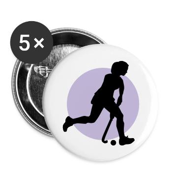hockey_woman_b_2c - Buttons groß 56 mm (5er Pack) - Weiß - Vorne