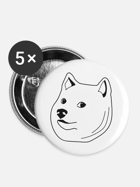 Doge - Buttons groß 56 mm (5er Pack) - Weiß