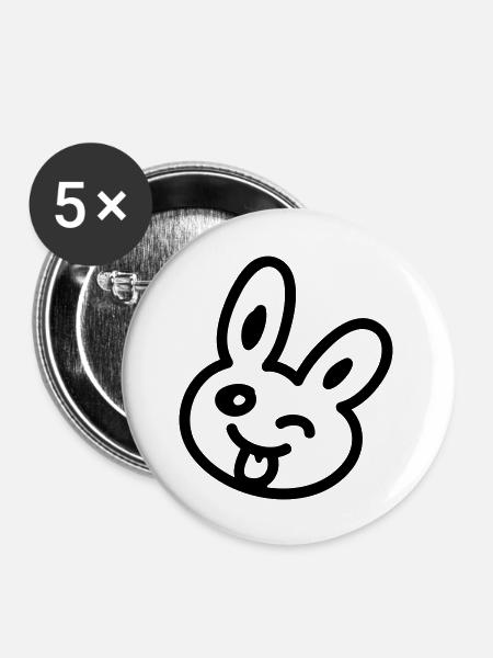 Frecher Hase - Line - Buttons groß 56 mm (5er Pack) - Weiß