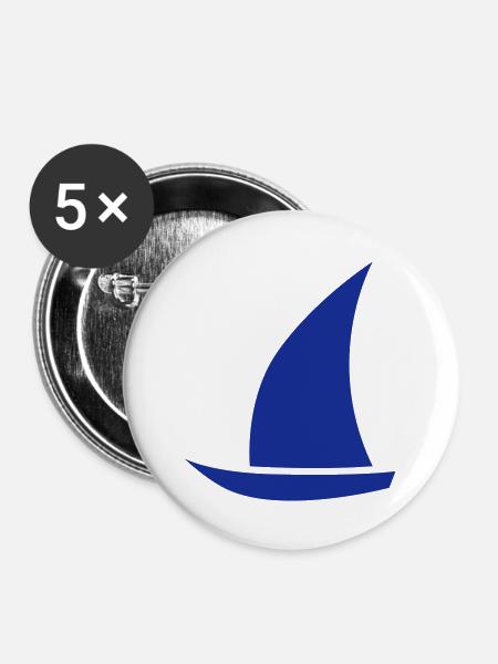 segelboot - Buttons groß 56 mm (5er Pack) - Weiß