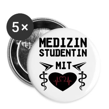 Medizinstudentin mit Herz Geschenk - Buttons groß 56 mm (5er Pack) - Weiß - Vorne