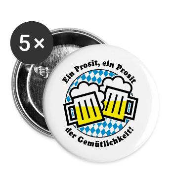 Ein Prosit der Gemütlichkeit! (Bier-Maßkrug) - Buttons groß 56 mm (5er Pack) - Weiß - Vorne