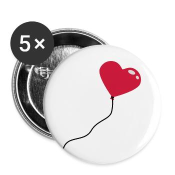 herzluftballon_3c - Lot de 5 grands badges (56 mm) - blanc - Devant