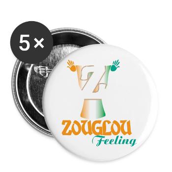 ZOUGLOU FEELING SHIRTS - Lot de 5 grands badges (56 mm) - blanc - Devant