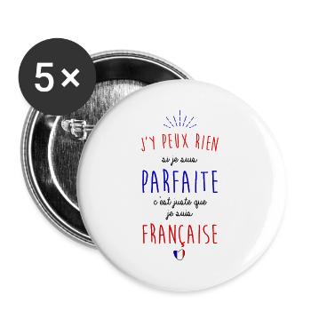 Je suis française - Lot de 5 grands badges (56 mm) - blanc - Devant