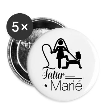 Futur marié - Lot de 5 grands badges (56 mm) - blanc - Devant