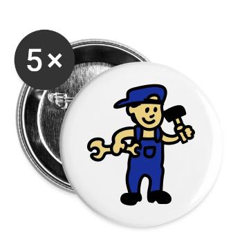 Handwerker 3 - Buttons groß 56 mm (5er Pack) - Weiß - Vorne