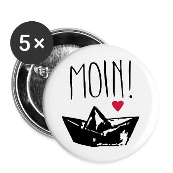 moin herz - Buttons groß 56 mm (5er Pack) - Weiß - Vorne